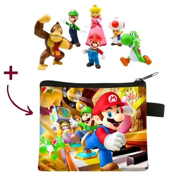 Figurine Super Mario ( 6/pcs ) + Pochette | Super Mario Saiko-Shop