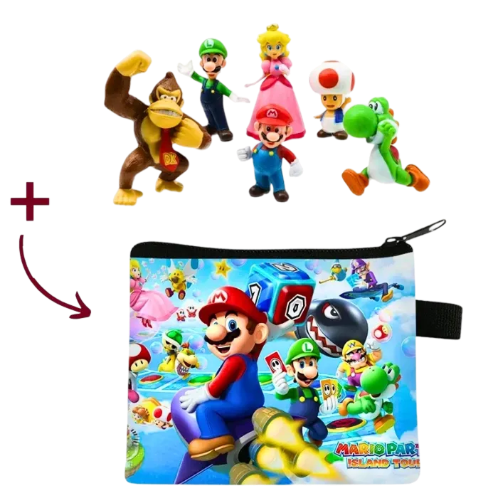 Figurine Super Mario ( 6/pcs ) + Pochette | Super Mario Saiko-Shop