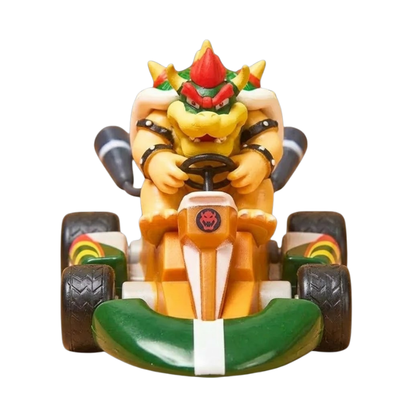 Figura de Bowser, ideal para los apasionados de Mario Kart y de los videojuegos.