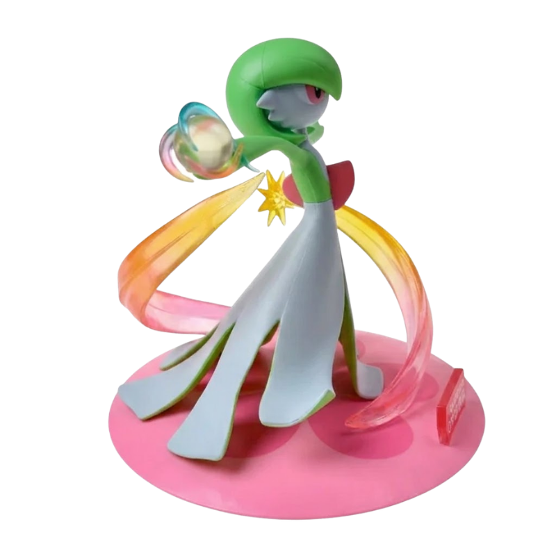 Figurine décorative Gardevoir avec ses yeux rouges et son expression douce et mystérieuse.