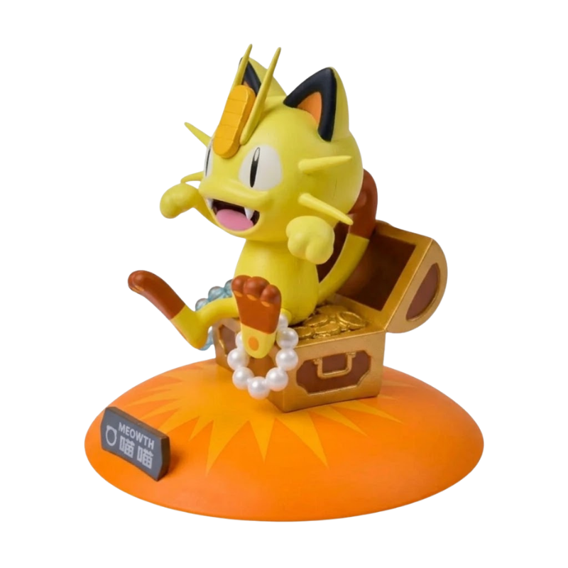 Figurine de Miaouss représentant le célèbre Pokémon de type Normal.