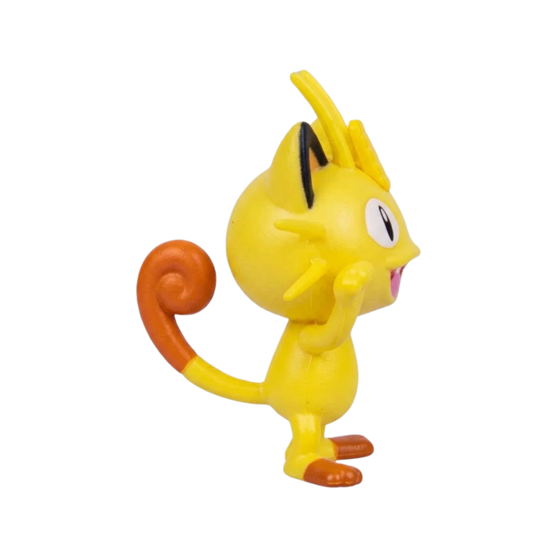 Figurine Miaouss beige inspirée du personnage emblématique de l’univers Pokémon.