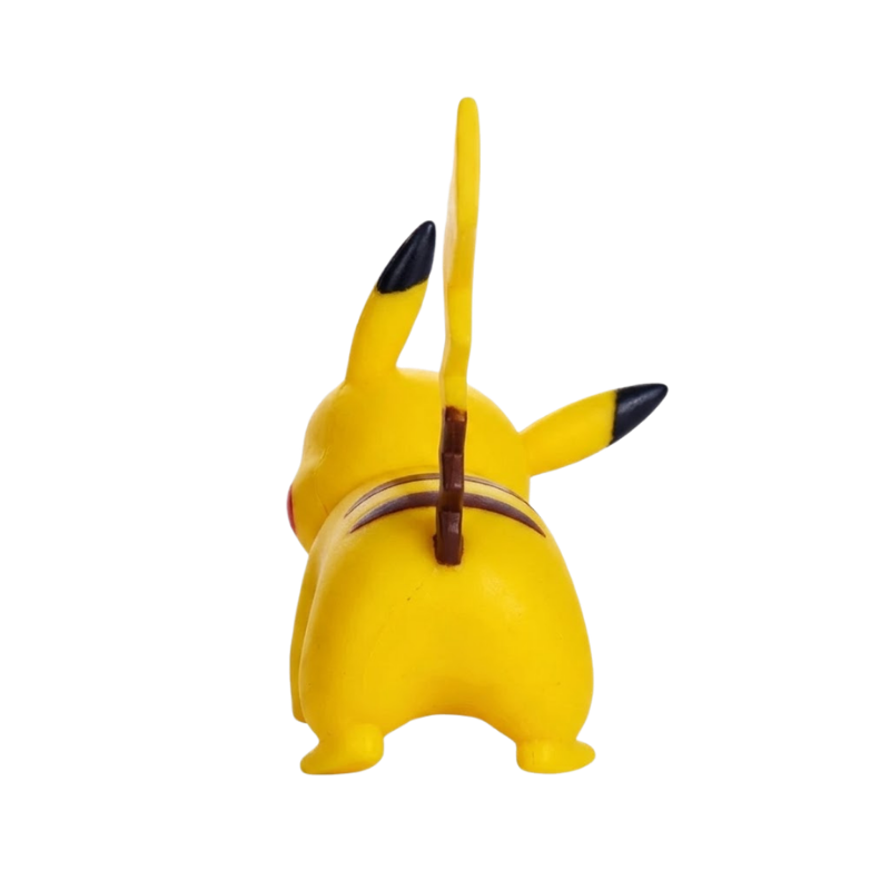 Figurine Pikachu Pokémon avec ses grandes oreilles pointues et son sourire adorable.
