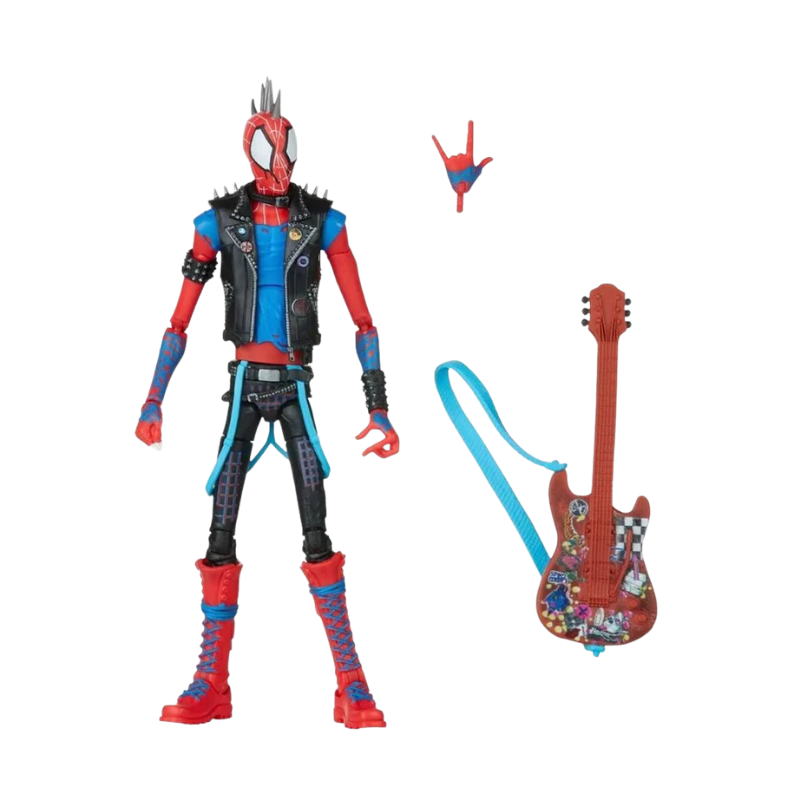Figurine Spider-Man Punk inspirée du personnage emblématique de l’univers Marvel.
