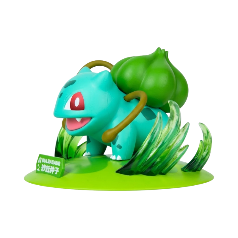 Figura Pokémon que representa a Bulbasaur en una pose adorable.