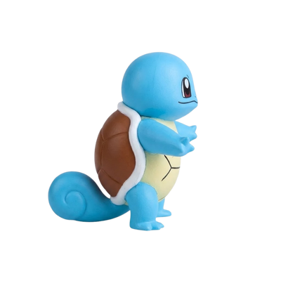 Figurine Carapuce avec ses petites pattes et son apparence de jeune tortue adorable.