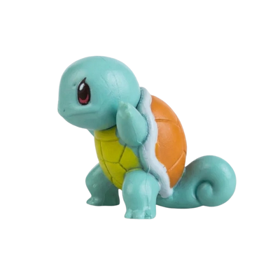 Figurine Carapuce Pokémon avec son corps bleu, sa queue enroulée et sa petite carapace.