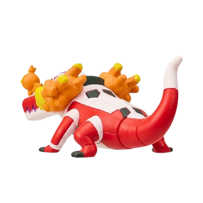 Figurine de collection Flâmigator Pokémon avec des détails soignés et des couleurs vives.