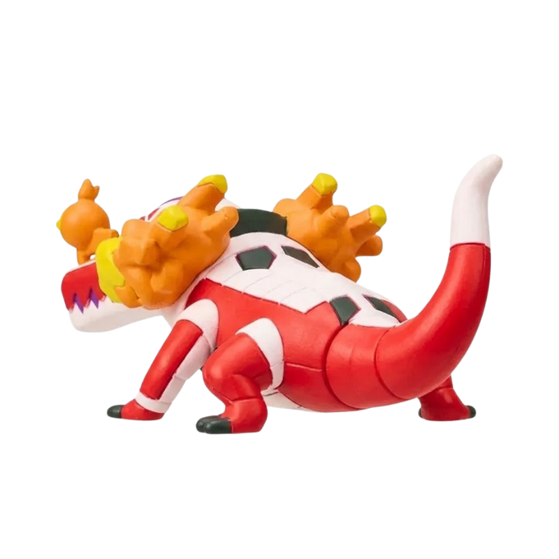 Figurine de collection Flâmigator Pokémon avec des détails soignés et des couleurs vives.