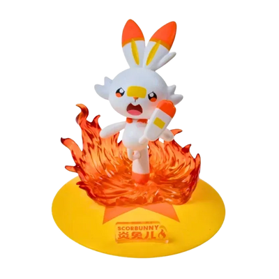 Figurine Flambino Pokémon blanche et orange avec ses grandes oreilles et son apparence énergique.