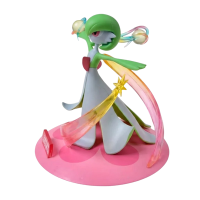 Figurine Gardevoir Pokémon avec sa robe blanche et ses cheveux verts caractéristiques.