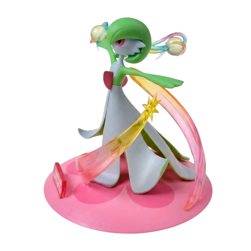 Figurine Gardevoir Pokémon avec sa robe blanche et ses cheveux verts caractéristiques.
