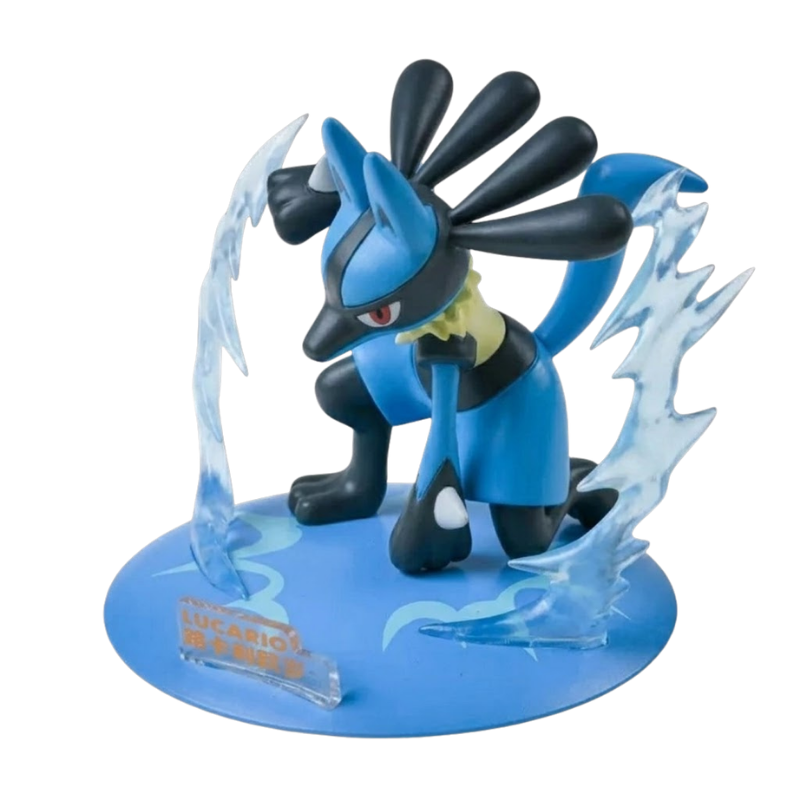 Figurine de collection Lucario Pokémon avec des détails soignés et des couleurs fidèles
