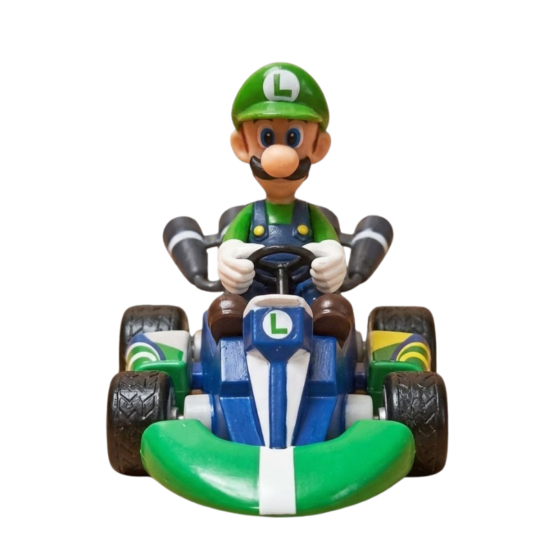 Figura de Luigi, ideal para los apasionados de Mario Kart y de los videojuegos.