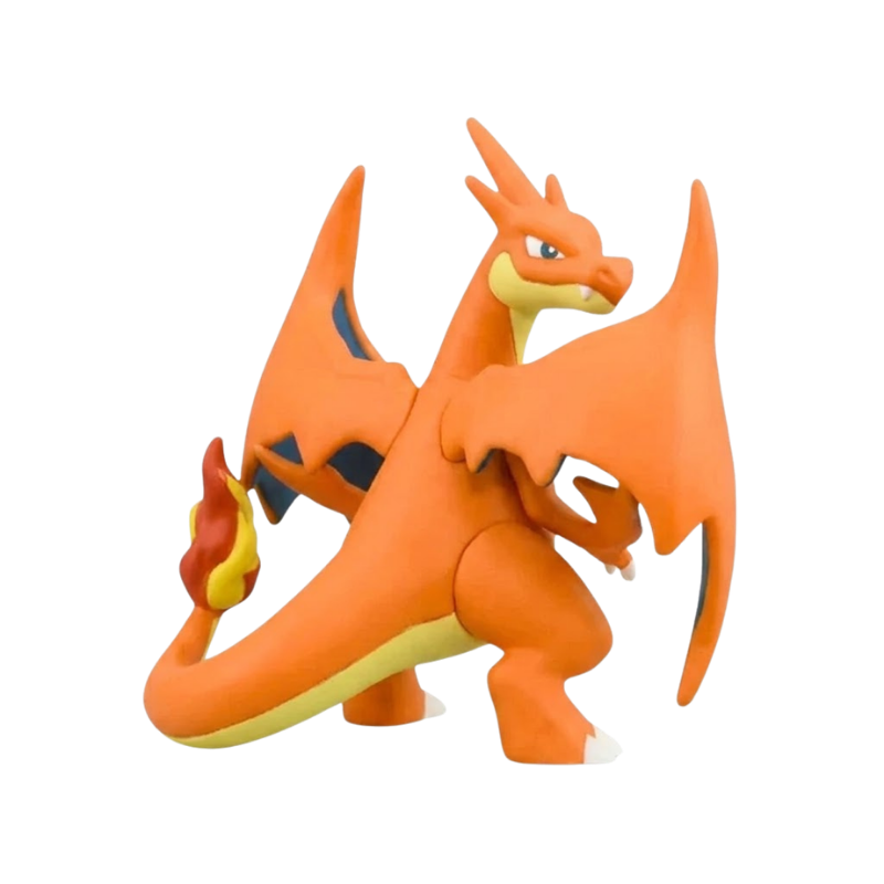 Figurine Méga-Dracaufeu Pokémon parfaite pour décorer une étagère ou compléter une collection.