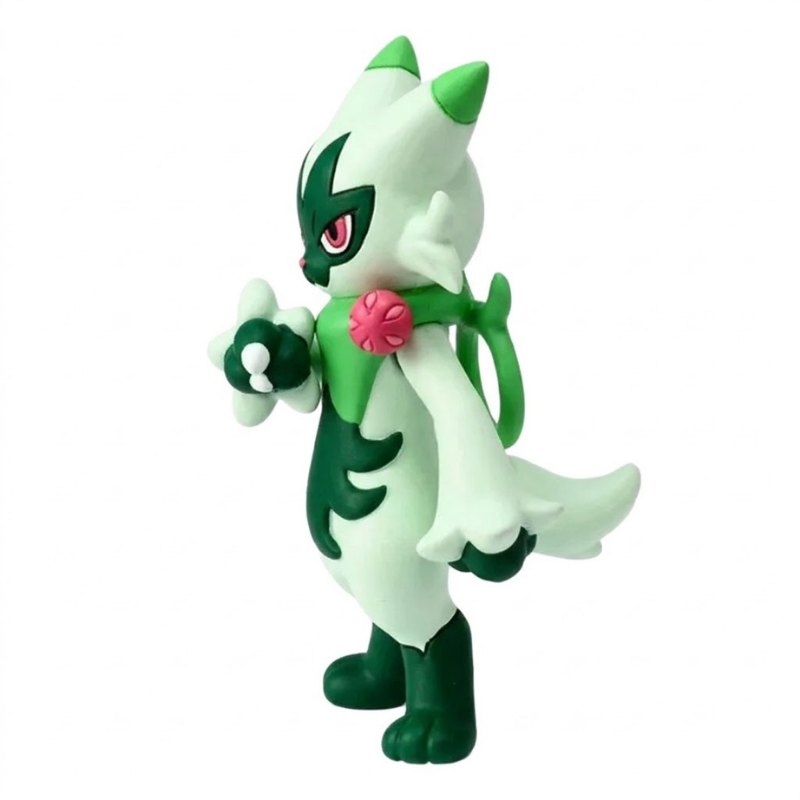Figurine Matourgeon Pokémon avec ses oreilles pointues et son collier de feuilles caractéristique.