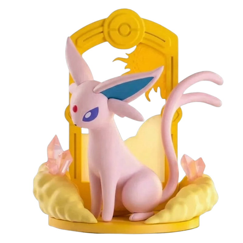 Figurine Mentali Pokémon avec ses yeux violets et sa gemme rouge sur le front.