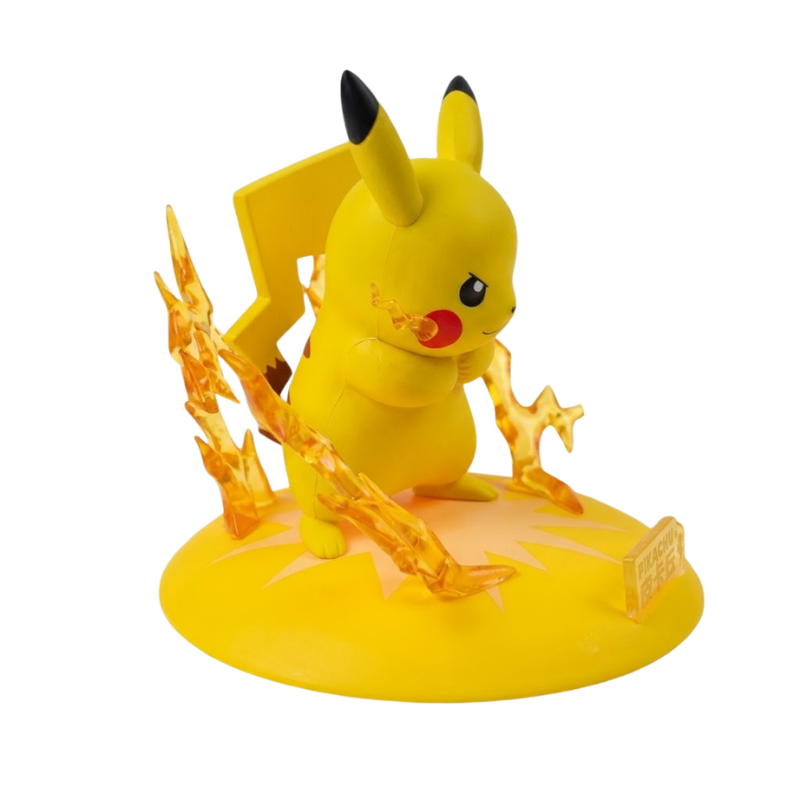 Figurine décorative Pikachu avec ses grands yeux expressifs et son apparence mignonne.