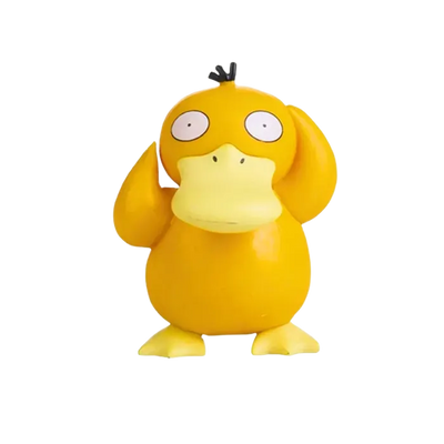 Figurine Psykokwak jaune inspirée du personnage emblématique de l’univers Pokémon