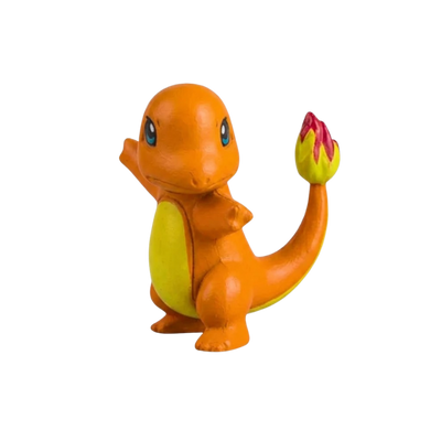 Figurine Salamèche orange inspirée du personnage emblématique de l’univers Pokémon.