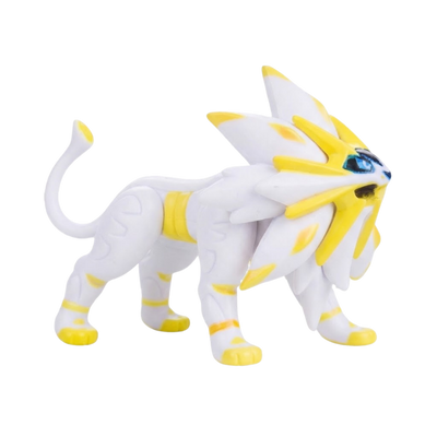 Figurine Solgaleo avec ses grandes pattes, ses griffes impressionnantes et son apparence de lion légendaire.