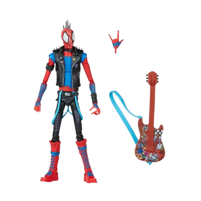 Figurine Spider-Man Punk inspirée du personnage emblématique de l’univers Marvel.