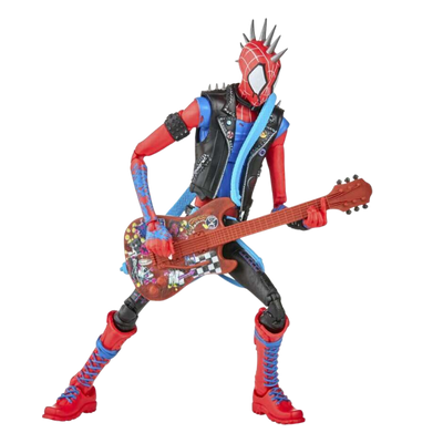 Figurine de collection Spider-Punk Marvel avec des détails soignés et des couleurs vives.