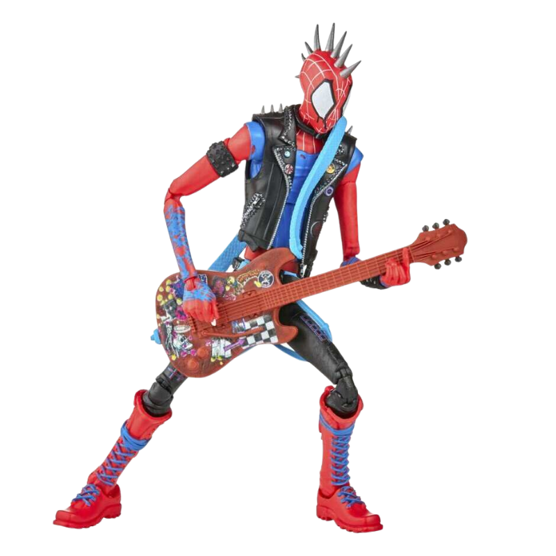 Figurine de collection Spider-Punk Marvel avec des détails soignés et des couleurs vives.