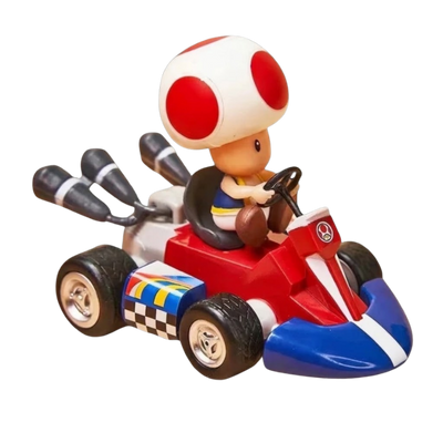 Figura de Toad con un diseño inspirado en el universo Mario Kart.