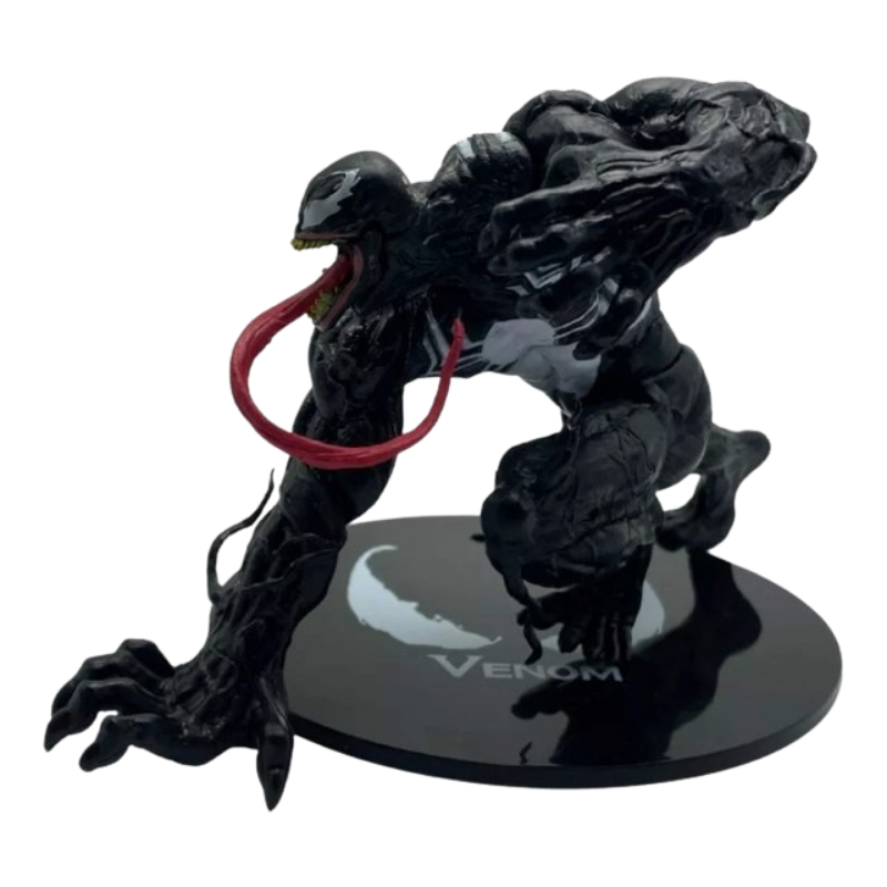 Figurine décorative Venom avec ses dents acérées et sa longue langue caractéristique.