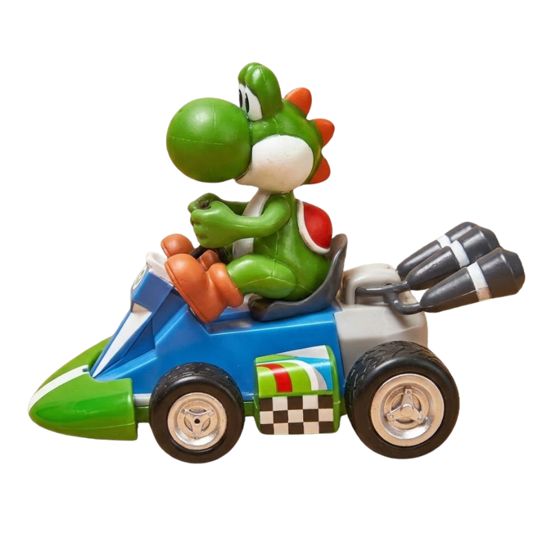 Figura de Yoshi con un diseño inspirado en el universo Mario Kart.